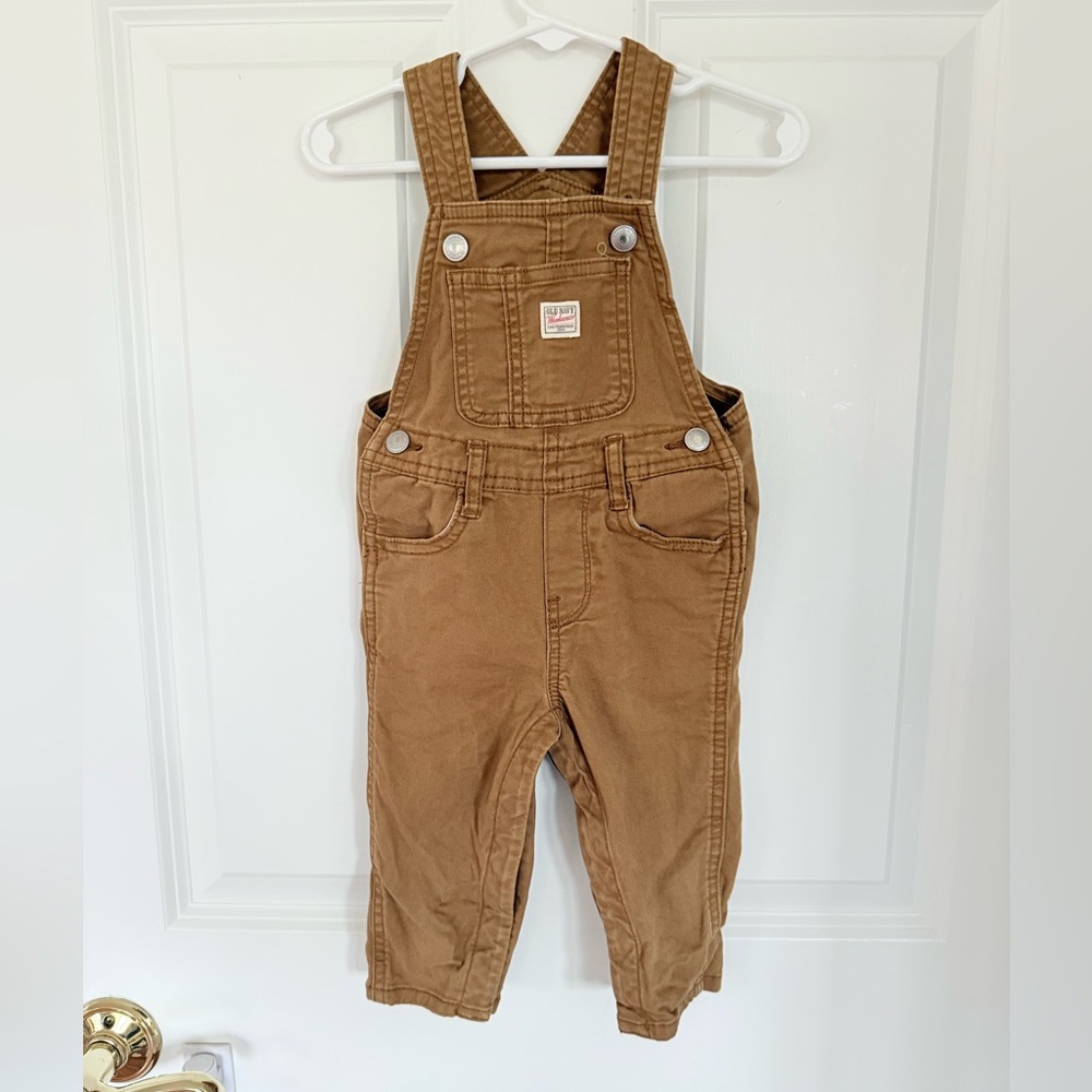 Old Navy Brown/Tan Baby Overalls Size - 12-18months